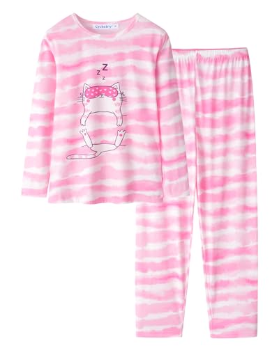 Image of Tie Dye Mermaid Sloth Christmas Halloween Pajamas for Girls Long Sleeve and Pants Nighty PJS 2-piece Set Size 6-16