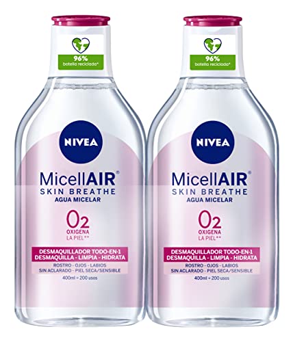 NIVEA Agua Micelar Limpiador Desmaquillante Piel Seca y Sensible 2x400ml