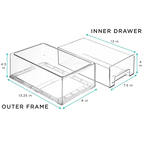 Sorbus Medium Clear Stackable Storage Drawers – 6-Pack Plastic Organizer Bins with Handles – Stackable Pull-Out Storage Drawers for Closet, Pantry, Office, Bathroom, Craft, and Toy Organization - Image 4