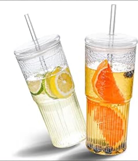 12 oz Disposable Coffee Cups With Glass Lids Mason Jar Drinking Iced Coffee Cup,Smoothie Cup for Reusable Wide Mouth Smoothie Cups-