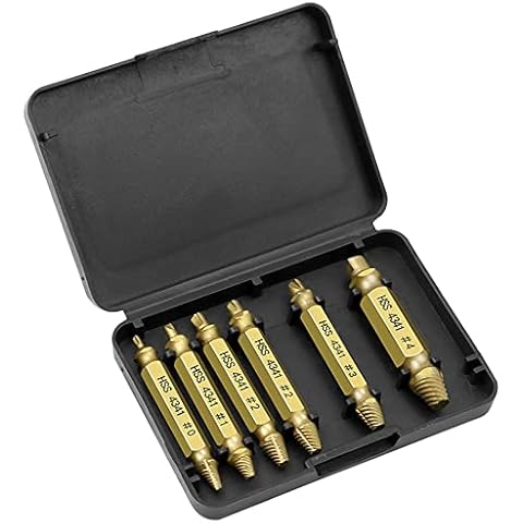 Teogneot 6 Piece SetScrews Extractor Multi-Function Screw Extraction Tool Screw Extractor Set for Removing Stripped or Damaged Screws Made from H.S.4341 Cover