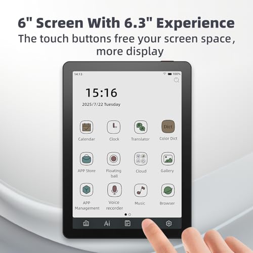 Image of Bigme B6 Color Ebook Reader, 6 Inch e-Paper Tablet, 2GB+32GB Storage, Android 14 (Black)