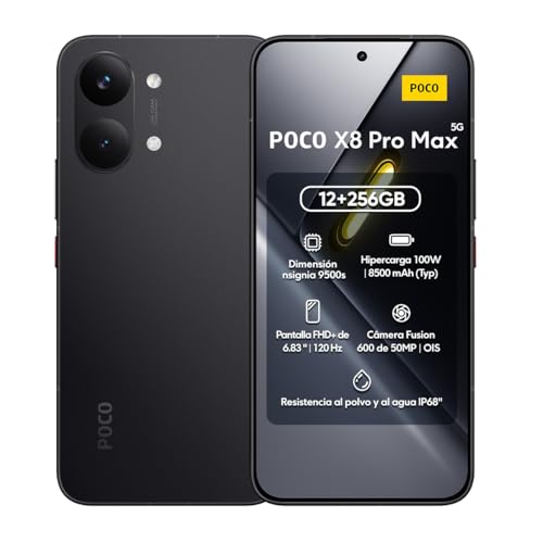 XIAOMI Poco X8 PRO MAX 5G Ai (Compatible with Tmobile Mint Tello & Global) (256GB + 12GB) 6.83" 50MP Gamers Phone NFC Dual sim Unlocked Model 2602BPC18G Liberado (Blue)
