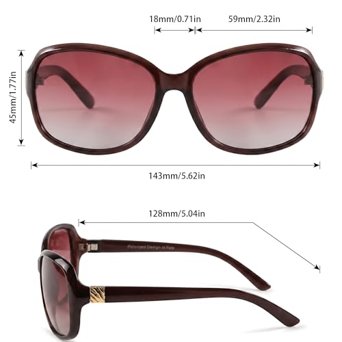 Image of SIPHEW Polarized Sunglasses for Women | UV400 Protection | Vintage Sun Glasses,Wraparound Shade,Lightweight & Comfortable,Big Sunnies eyewear,Driving,Outdoors