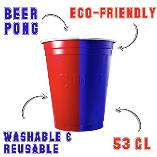 Pak van 120 Originele Officiële Bekers | 60 Blauw + 60 Rood | Amerikaanse Bier Pong Bekers 53cl | Premium Kwaliteit | Herbruikbare Plastic Bekers | Hand en Vaatwasmachine Veilig | OriginalCup® - Image 4