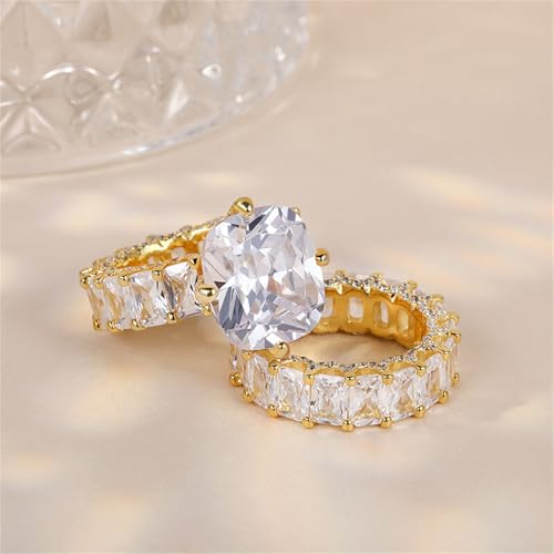Image of Jeulia Cushion Cut Three Sided Pave Sterling Silver Eternity Ring Cubic Zirconia Art Deco Halo Wedding Engagement Anniversary Rings Set