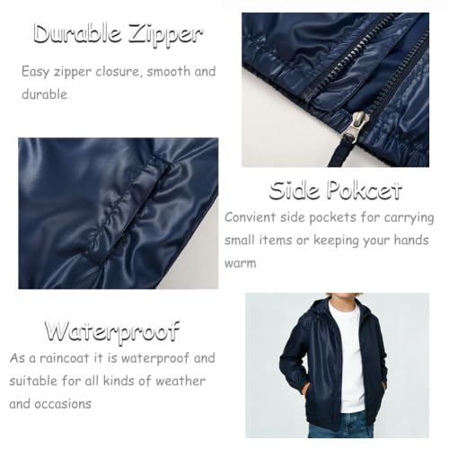 Image of SNOW DREAMS Boys Waterproof Rain Jacket Windbreaker Lightweight Coat Kids Raincoat Outerwear