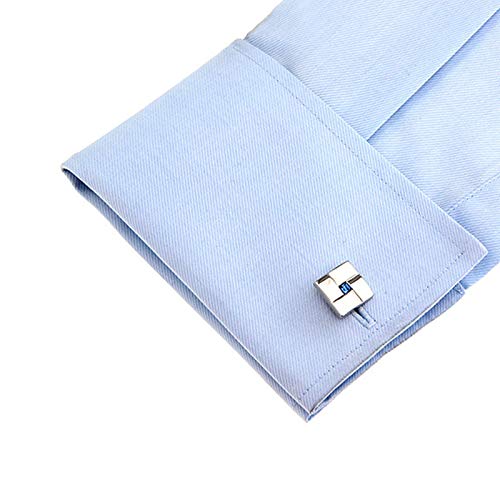 Mancuernillas cuadradas plateadas clásicas para hombre miniatura 4