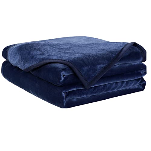 Image of Soft Blanket Warm Fuzzy Microplush Lightweight Thermal Fleece Blankets for Couch Bed Sofa California King,102X108Inch, Dark Blue