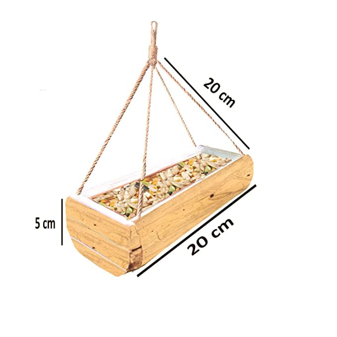 Image of LIVEONCE Wall Mounted Bamboo Feeder Hanging Balcony Feeder for Birds, Sparrow, Squirrel ((Pack of 6))