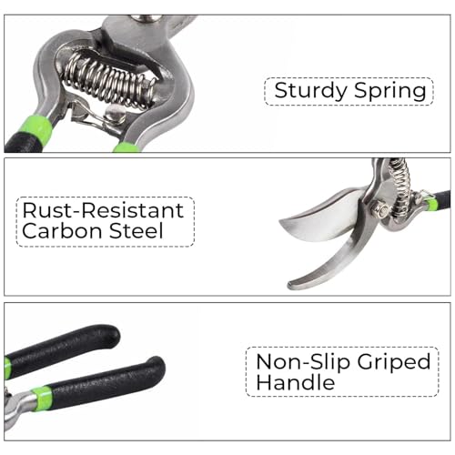 Image of OUTO Bypass Pruning 10 inch Shears with Heavy Duty Carbon Steel Cutter Sharp Blade Grip Handle Safety Lock Trimmer Plant Clipper Tool Gardening Scissors for Home Garden Lawn Backyard-Black