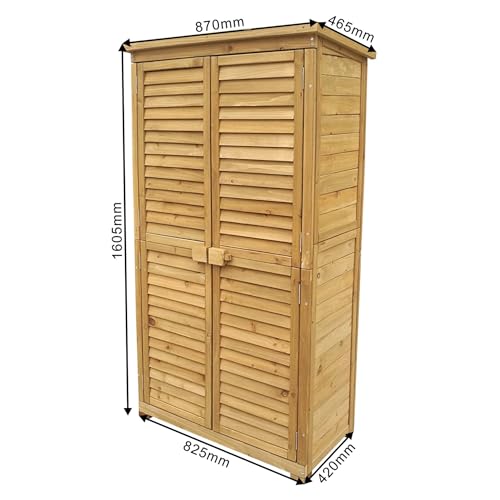 Wiltec Gartenhaus mit Lamellentür aus Fichtenholz mit Bitumendach 870x465x1600mm für Garten, Terrasse & Balkon Gerätehaus Geräteschuppen Holzhaus Werkzeugschrank