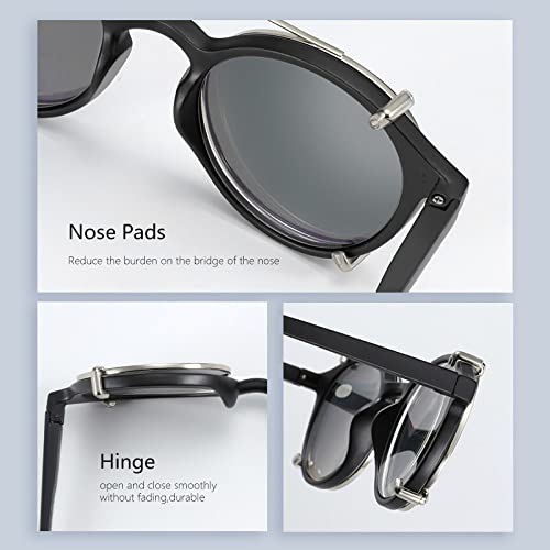 HMRGLMIE-Retro Double Lens Flip Up Clip on Sunglasses Steampunk Style Men Women Circle Light Glasses Polarizing Clips4