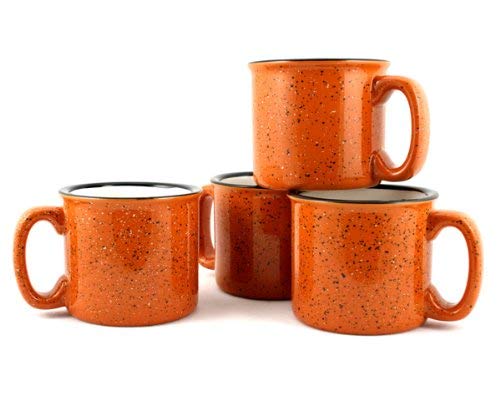 Marble Creek Ceramic Campfire Mug, 15oz - Set of 4 (Burnt Orange)