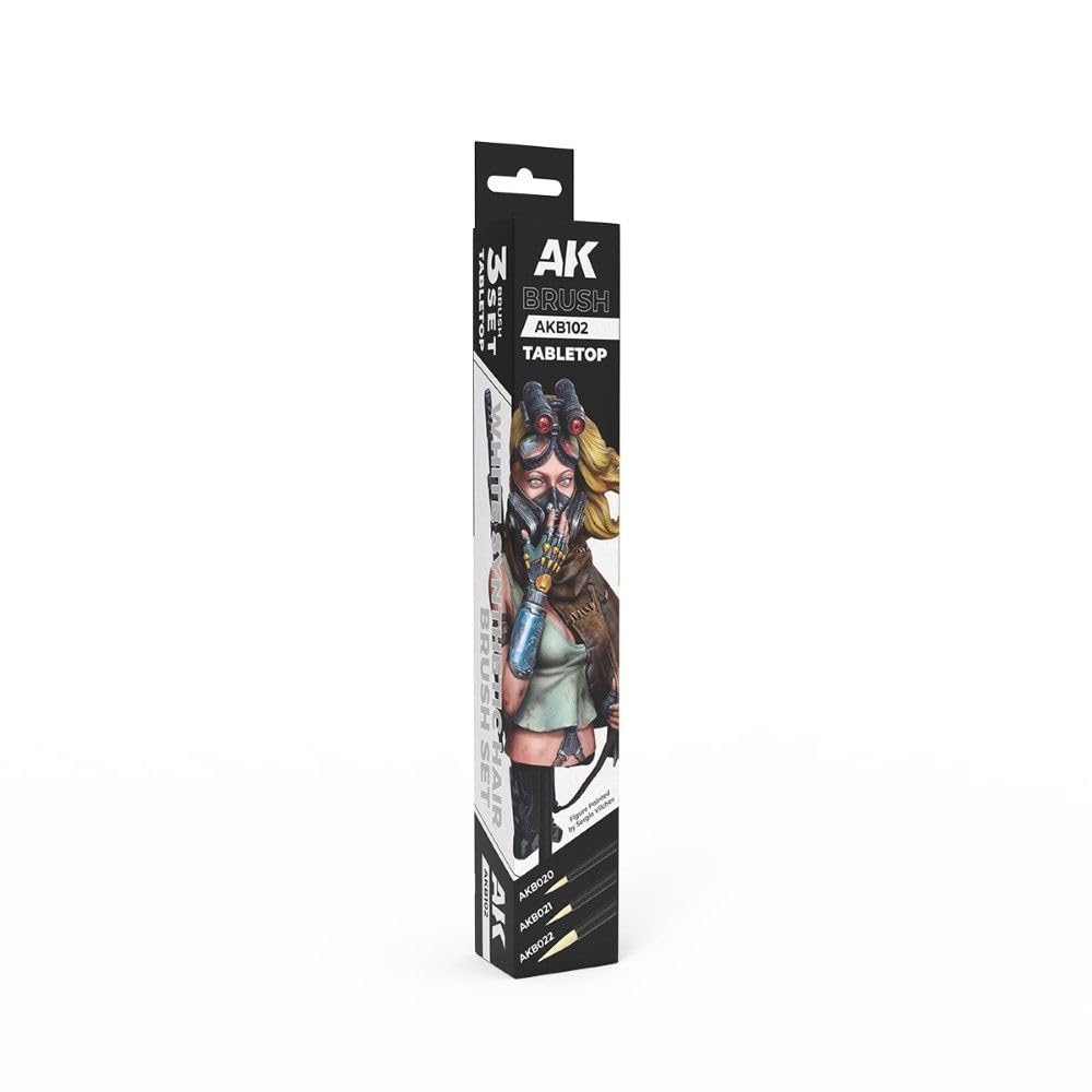 AK Interactive AKB102 Tabletop Synthethic Paint Brushes Set (3 Paint Brushes)