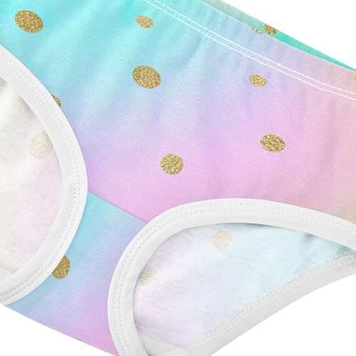 Toddler Girls Underwear 2t Cotton Cute Panties Girl Cartoon Briefs Girls Undies Pastel Rainbow Golden Dots4