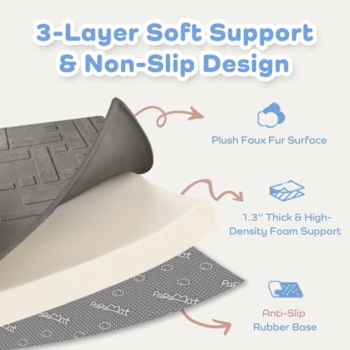 Image of Baby Play Mat for Floor, 1.3 inch Thick 79x158 Plush Soft Foam Mats for Toddler Kids Crawling, Non-Slip Easy Care Nursery Rug for Playroom Living Room, Light Grey