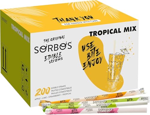 SORBOS Tropical Variety Set Edible Straws 7.4 in 200 Count