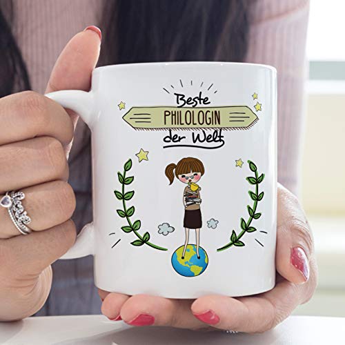 MUGFFINS (Taza en alemán) Taza del filólogo/regalo de la taza Taza de café hermosa y divertida - el filólogo más grande… - Imagen 8