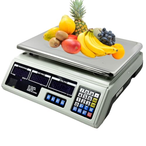 MOKEKA Balance électronique professionnelle de comptoir 40 kg avec écran LCD et plateau en acier inoxydable - Idéal pour les aliments, la cuisine, le...
