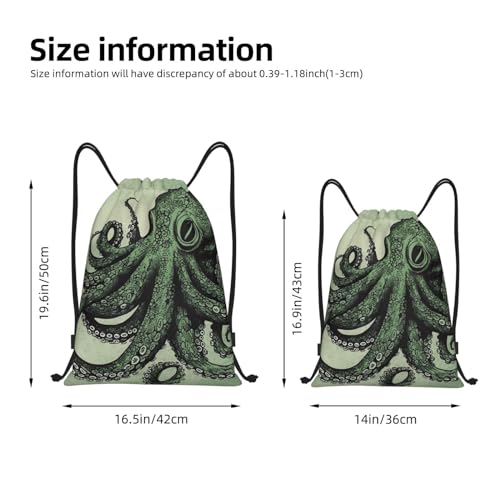 Drawstring Backpack for Women Men Gym Drawstring Bags Green Octopus String Bag Swim Bag2