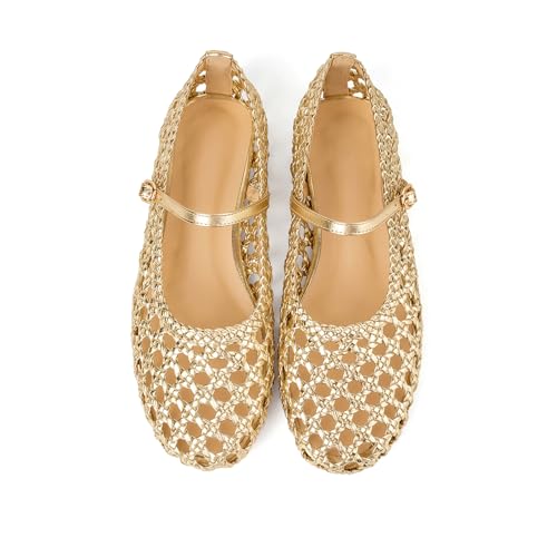 Image of Ballet Flats Mesh Shoes for Women Mary Janes Flats | Wide Feet Options, Woven Mesh Flats, Soft Cushion, Comfortable Ballerina Flats, Casual, Dress Shoes, Daily, Work, Versatile