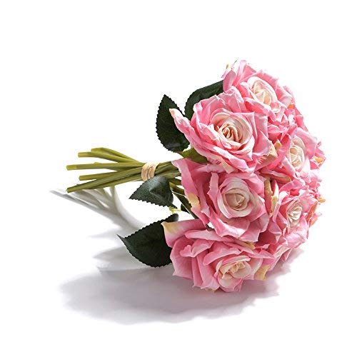 Fourwalls Beautiful Decorative Artificial Rose Flower Bouquet for Home décor (26 cm Tall, 10 Flower Stems, Pink) (B075CN5HHH) Amazon Price History, Amazon Price Tracker