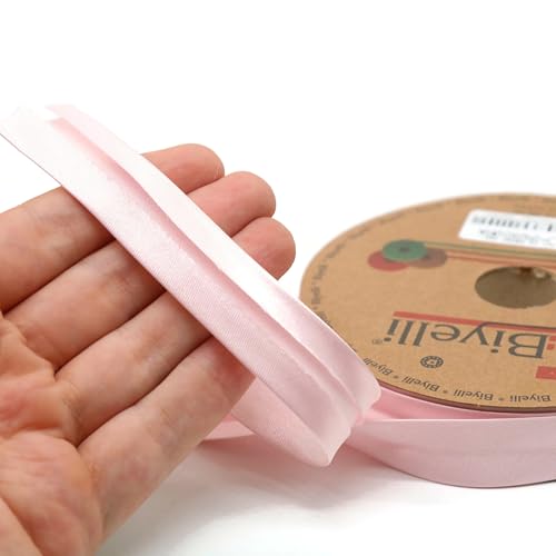 Image of Fold Satin Bias Tape - 99+ Colors - 3 /4 Inches Wide - 27 Yards - Fold Satin Binding Bias Ribbon Fabric Piping Bias Binding Tape for Sewing Clothing DIY (95. Blush Pink) BYS95