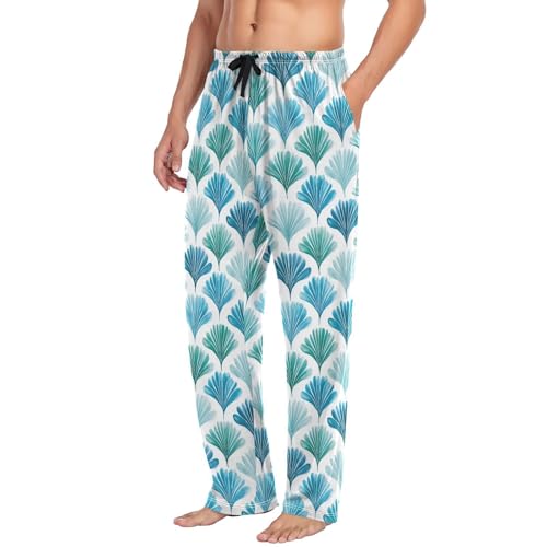 Green Leaves Men’s Pajama Bottoms Soft Lightweight Lounge Pants with Elastic Drawstring Waist4