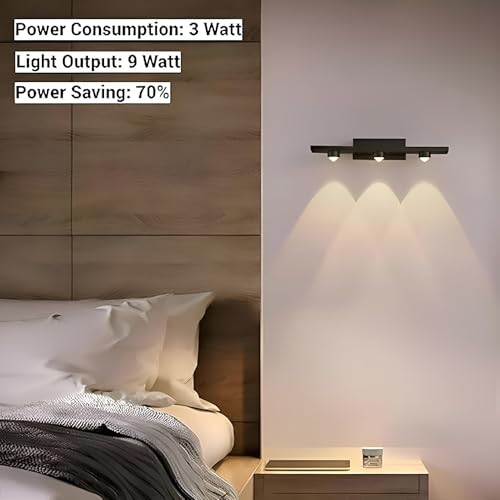 Image of FILLISKA LED Mirror /Picture /Vanity Light with Warmwhite Light and Luxurious Gold Finish (3 LED Matt Black-985B)