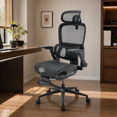 Image of SIHOO B300 PRO Ergonomic Office Chair with Footrest, Mesh Desk Chair, Black