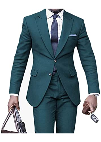 2 PCs Men Suits Peak Lapel Slim Fit Blazer Wedding Grooms Tuxedo