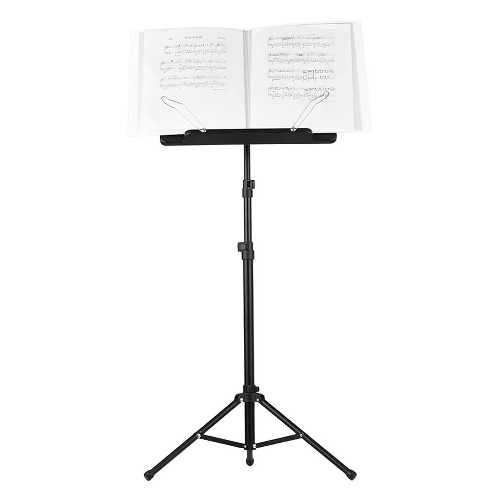Btuty Flanger Notenständer, zusammenklappbar, Aluminiumlegierung, mit wasserdichter Tragetasche für Orchester, Violine, Klavier, Gitarre, Instrumentendarstellung