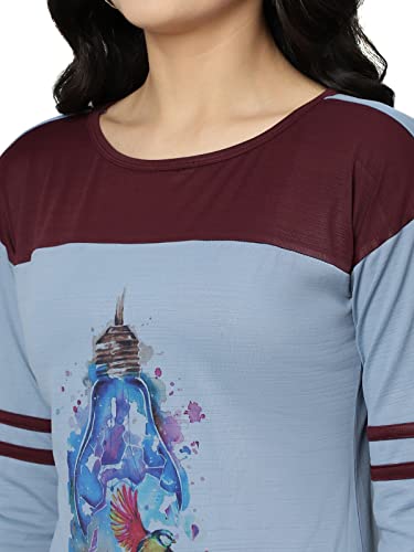 Image of OM SAI LATEST CREATION Women's New 3D Printed Lycra 3 /4 Sleeve Regular Fit Office wear,Casual wear Western Top