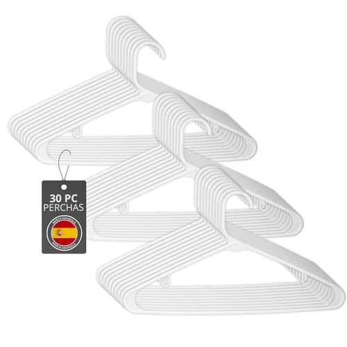 HOME DESIGN & CONFORT Pack 30 Perchas Ropa - Perchas Ropa Plastico Resistentes - Cabides de Plástico, Tipo de Prendas (30...