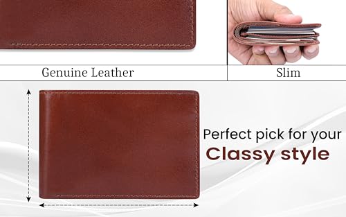 The Antiq Leather Wallet for men with RFID Blocking, Gift for Him, Bifold Wallets with 9 Credit Cards 1 ID Window, Wallet for Men, Men's Purse, Currency Organiser Single ID Wallet (Wine)3