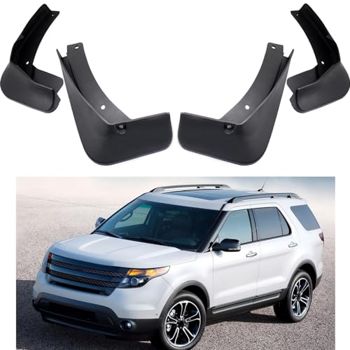 Image of Mud Flaps Splash Guards Compatible with Ford Explorer 2011-2019 | Front Rear Mud Guards Set of 4, Black