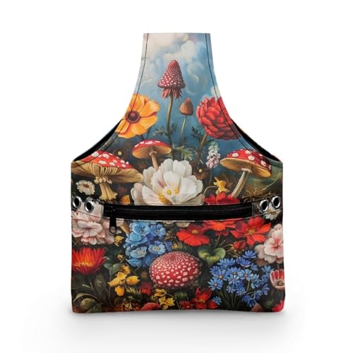 Image of Mushroom knitting Bag Organzier Yarn Bags for Crocheting Hook Organzier Lightweight Knitting Tote Bag Holding Yarn Knitting Needles,Small