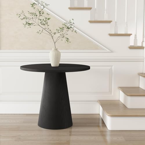 Round Dining Table Wood for 2-4 Modern Farmhouse Kitchen Table