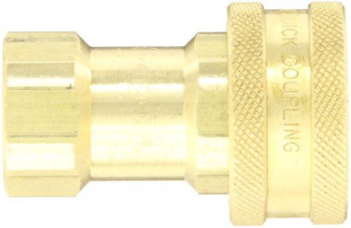 Image of Dixon Valve 4HF4-B Brass ISO-B Interchange Hydraulic Fitting, Coupler, 1 /2 inch Coupling x 1 /2 inch - 14 NPTF Female Thread