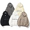 Unisex Fleece Hoodie, 3D Letters Pasted Design, Double-Line Streetwear Pullover(Black,S) #4