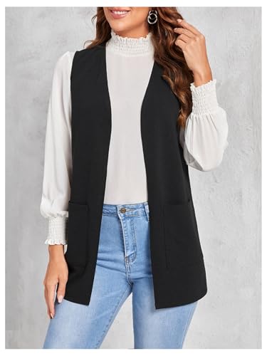 SOLY HUX Women's Sleeveless Blazer Vest Open Front Lightweight Casual Work Office Jacket with Pockets3