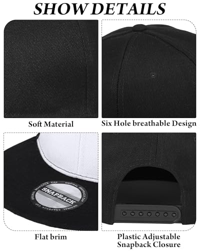Image of 15 Pack Snapback Hats for Men Hip Hop Style Solid Baseball Hats Adjustable Snapback Cap Flat Brim Baseball Caps