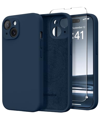 Image of Magnetic for iPhone 13 Case, Compatible with MagSafe, [Full Camera Protection][Screen Protector] Silicone Shockproof Protective Phone Case for iPhone 13 6.1 inch, Cobalt Blue