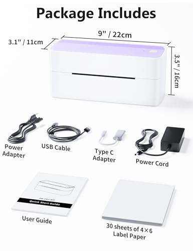 Image of Phomemo 241BT 4X6 Wireless Shipping Label Printer with 250Pcs 4x6 Thermal Labels, Shipping Address Label, Bluetooth Thermal Label Printer for Shipping Package, Compatible with iPhone, Android