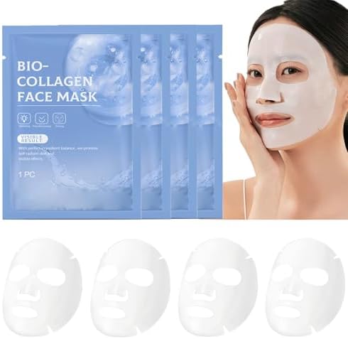 4 Pieces Bio Collagen Real Deep Mask, Collagen Mask Overnight, An...