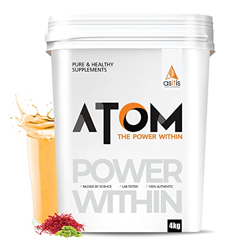 AS-IT-IS ATOM Whey Protein 4kg with Digestive Enzymes | USA Labdoor Certified for Accuracy & Purity | French Vanilla flavor | 27g protein | 5.7g BCAA