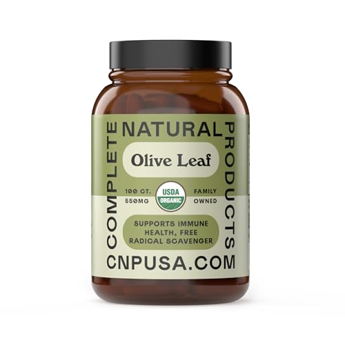 Organic Olive Leaf Extract Capsules 550mg - Pure Olive Leaf Extract Organic Formula Immune & Digestive Support Supplement 1100mg Serving Vegan Non GMO No Fillers 100 Olive Leaf Capsules Made USA