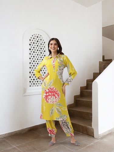 Image of ishin Floral printed embellished kurta with afghani pants