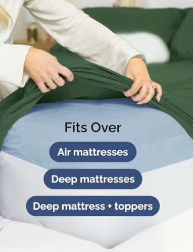 Image of Extra Deep Pocket Twin XL Sheet Set - Breathable & Cooling - Emerald Green